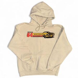 Ford Mustang cream graphic hoodie
unreadable tag - about a S/M
